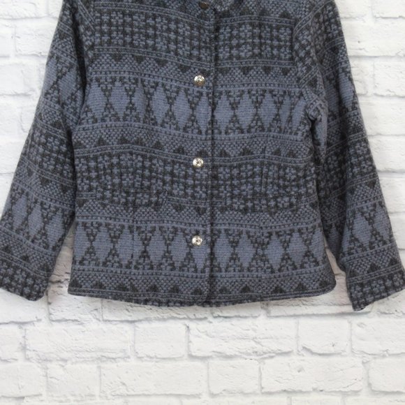Vintage! Woolrich Blue Wool Blend Aztec Southwestern Jacket Coat Size M - Picture 3 of 8